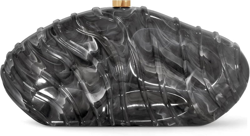 NEWROGENG Acrylic Clutch Purse for Women Evening Bag, Irregular Shell Acrylic Purse Box Clutch with Chain for Party Wedding Prom - Image 1